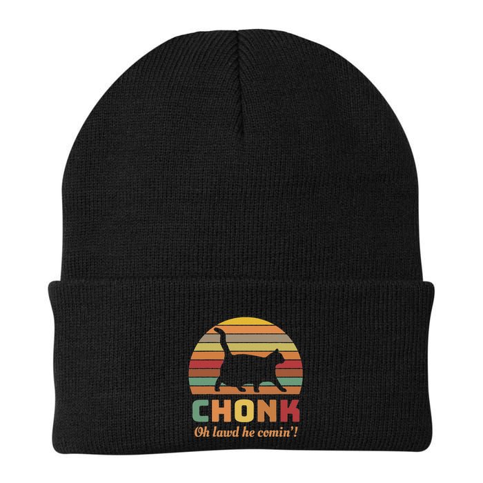Chonk Cat Scale Meme Retro Oh Lawd He Comin Memes Knit Cap Winter Beanie