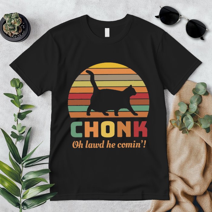 Chonk Cat Scale Meme Retro Oh Lawd He Comin Memes Premium T-Shirt