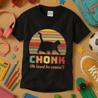 Chonk Cat Scale Meme Retro Oh Lawd He Comin Memes Kids T-Shirt