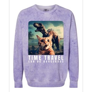 Crazy Cat Selfie Run Time Travel Can Be Dangerous Cat Love Colorblast Crewneck Sweatshirt