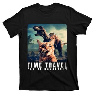 Crazy Cat Selfie Run Time Travel Can Be Dangerous Cat Love T-Shirt