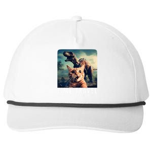 Crazy Cat Selfie Run Time Travel Can Be Dangerous Cat Love Snapback Five-Panel Rope Hat