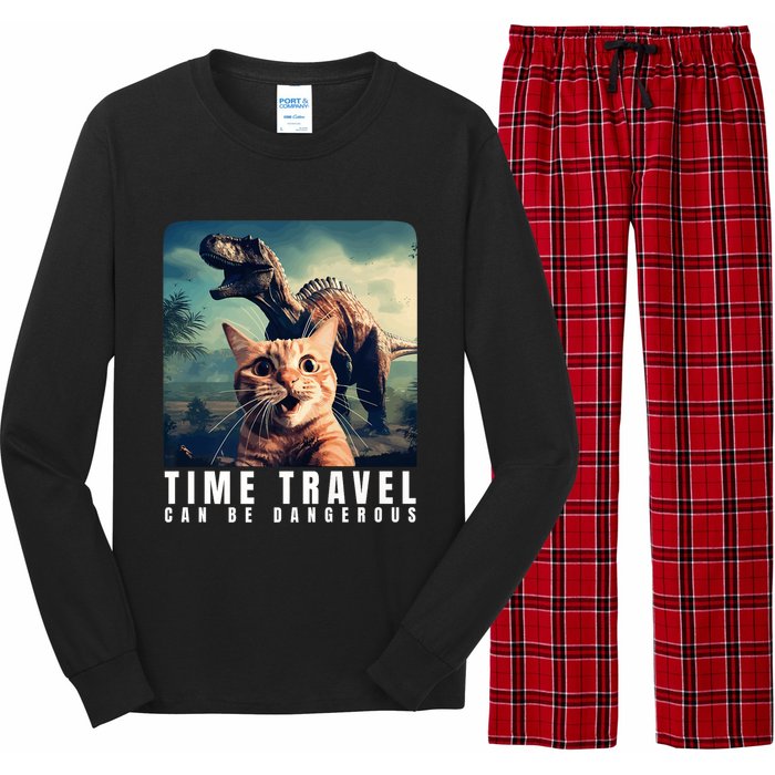 Crazy Cat Selfie Run Time Travel Can Be Dangerous Cat Love Long Sleeve Pajama Set