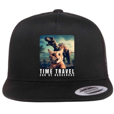 Crazy Cat Selfie Run Time Travel Can Be Dangerous Cat Love Flat Bill Trucker Hat