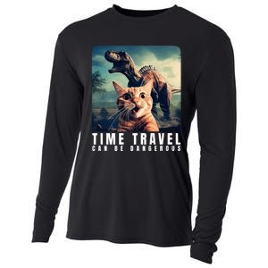 Crazy Cat Selfie Run Time Travel Can Be Dangerous Cat Love Cooling Performance Long Sleeve Crew