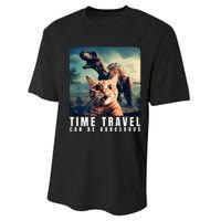 Crazy Cat Selfie Run Time Travel Can Be Dangerous Cat Love Performance Sprint T-Shirt