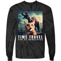 Crazy Cat Selfie Run Time Travel Can Be Dangerous Cat Love Tie-Dye Long Sleeve Shirt