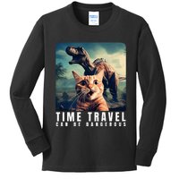 Crazy Cat Selfie Run Time Travel Can Be Dangerous Cat Love Kids Long Sleeve Shirt