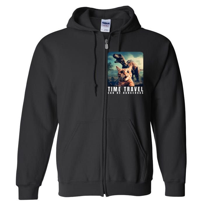 Crazy Cat Selfie Run Time Travel Can Be Dangerous Cat Love Full Zip Hoodie