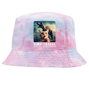 Crazy Cat Selfie Run Time Travel Can Be Dangerous Cat Love Tie-Dyed Bucket Hat