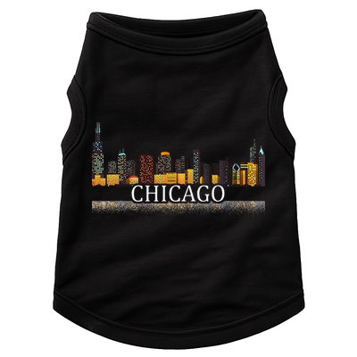 Chicago City Skyline Lights At Night Doggie Tank