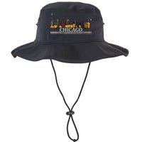 Chicago City Skyline Lights At Night Bucket Hat