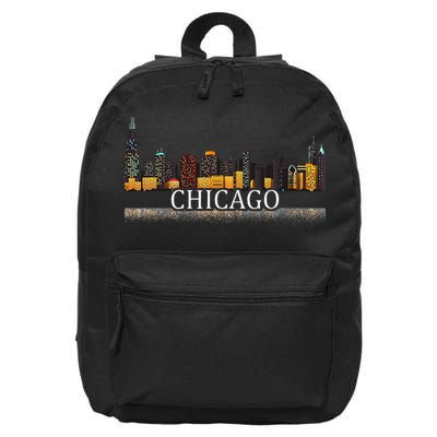 Chicago City Skyline Lights At Night 16 in Basic Backpack