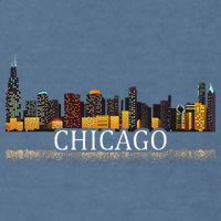 Chicago City Skyline Lights At Night Garment-Dyed Sweatshirt