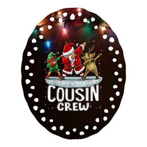 Cousin Crew Santa Elf Dabbing Matching Family Christmas Ceramic Oval Ornament