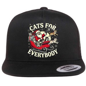 Christmas Cat Santa Cat Lover Christmas Cats For Everybody Flat Bill Trucker Hat