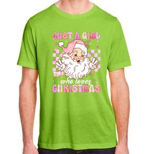 Cute Christmas Santa Claus Groovy Just A Girl Who Loves Xmas Girl Gift Adult ChromaSoft Performance T-Shirt