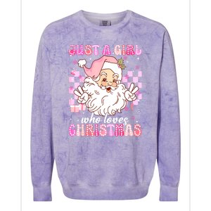 Cute Christmas Santa Claus Groovy Just A Girl Who Loves Xmas Girl Gift Colorblast Crewneck Sweatshirt