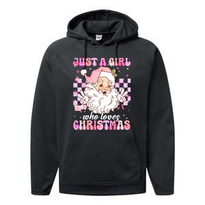 Cute Christmas Santa Claus Groovy Just A Girl Who Loves Xmas Girl Gift Performance Fleece Hoodie