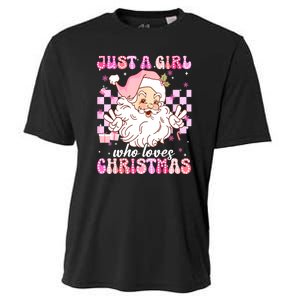 Cute Christmas Santa Claus Groovy Just A Girl Who Loves Xmas Girl Gift Cooling Performance Crew T-Shirt