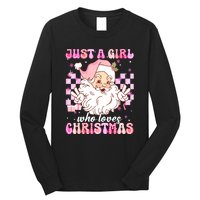 Cute Christmas Santa Claus Groovy Just A Girl Who Loves Xmas Girl Gift Long Sleeve Shirt