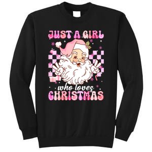 Cute Christmas Santa Claus Groovy Just A Girl Who Loves Xmas Girl Gift Sweatshirt