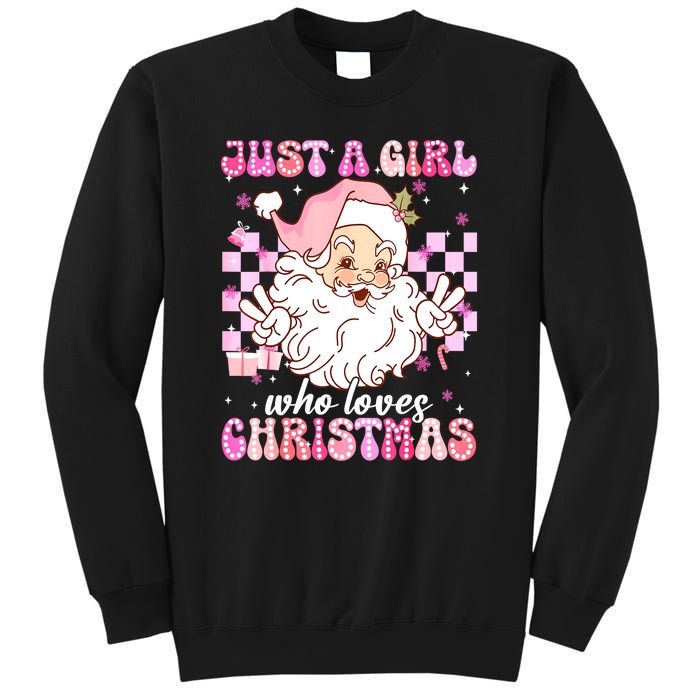 Cute Christmas Santa Claus Groovy Just A Girl Who Loves Xmas Girl Gift Sweatshirt