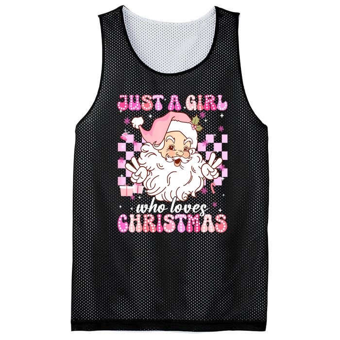 Cute Christmas Santa Claus Groovy Just A Girl Who Loves Xmas Girl Gift Mesh Reversible Basketball Jersey Tank