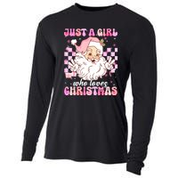 Cute Christmas Santa Claus Groovy Just A Girl Who Loves Xmas Girl Gift Cooling Performance Long Sleeve Crew