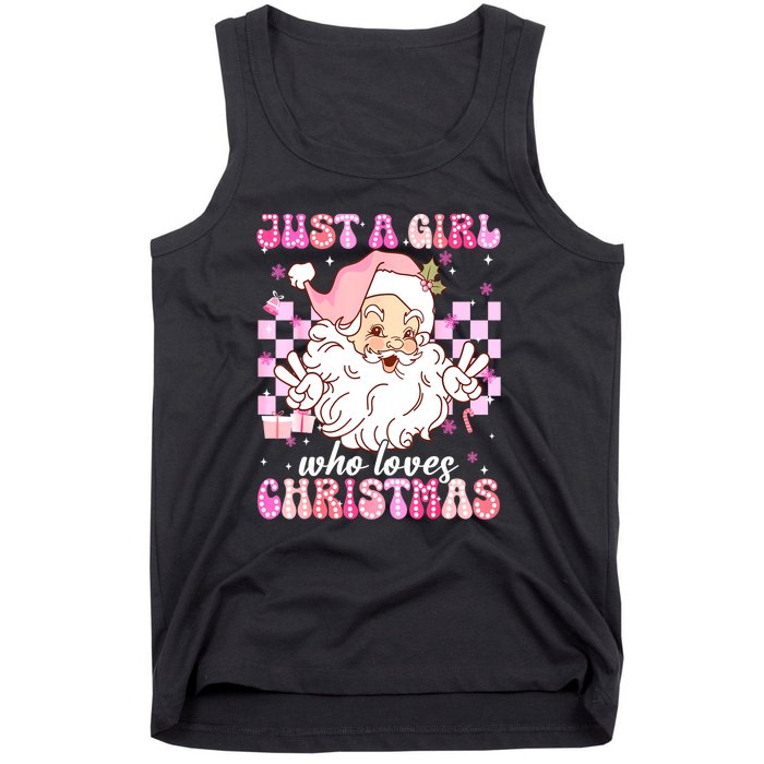 Cute Christmas Santa Claus Groovy Just A Girl Who Loves Xmas Girl Gift Tank Top