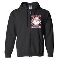 Cute Christmas Santa Claus Groovy Just A Girl Who Loves Xmas Girl Gift Full Zip Hoodie