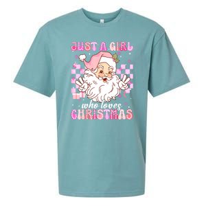 Cute Christmas Santa Claus Groovy Just A Girl Who Loves Xmas Girl Gift Sueded Cloud Jersey T-Shirt