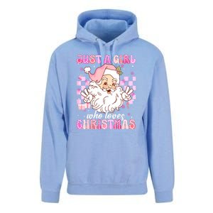 Cute Christmas Santa Claus Groovy Just A Girl Who Loves Xmas Girl Gift Unisex Surf Hoodie