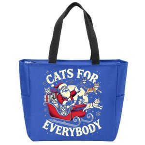 Christmas Cat Santa Cat Lover Christmas Cats For Everybody Meaningful Gift Zip Tote Bag