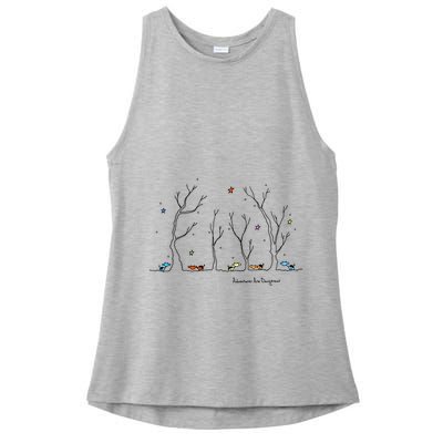 Colorful Cows Snowy Forest Stars (Color Options Available) Meaningful Gift Ladies PosiCharge Tri-Blend Wicking Tank