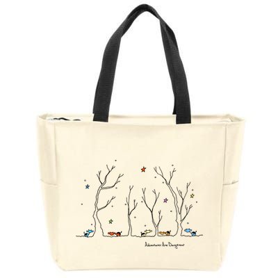 Colorful Cows Snowy Forest Stars (Color Options Available) Meaningful Gift Zip Tote Bag