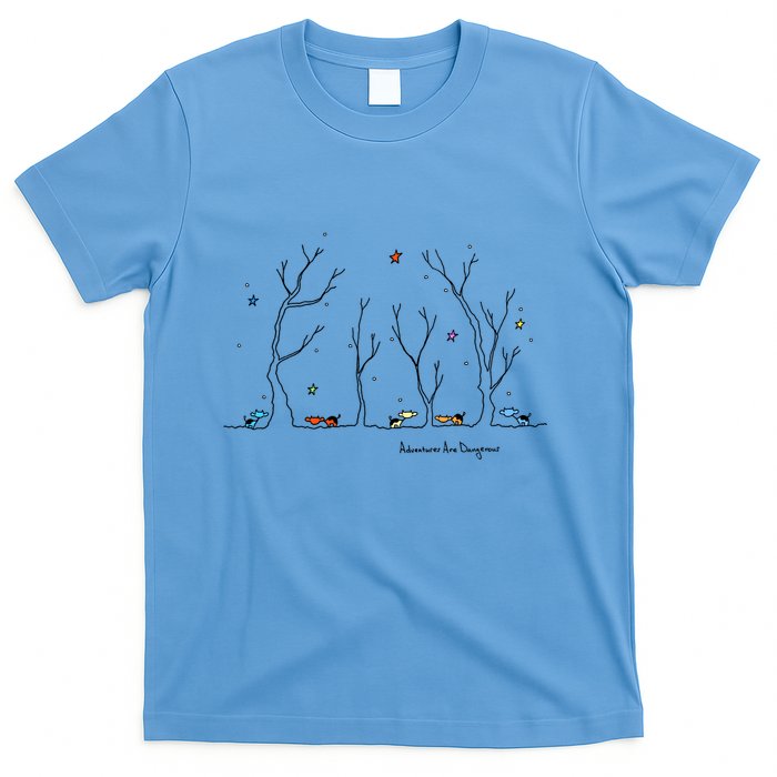 Colorful Cows Snowy Forest Stars (Color Options Available) Meaningful Gift T-Shirt