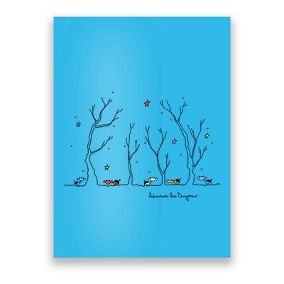 Colorful Cows Snowy Forest Stars (Color Options Available) Meaningful Gift Poster