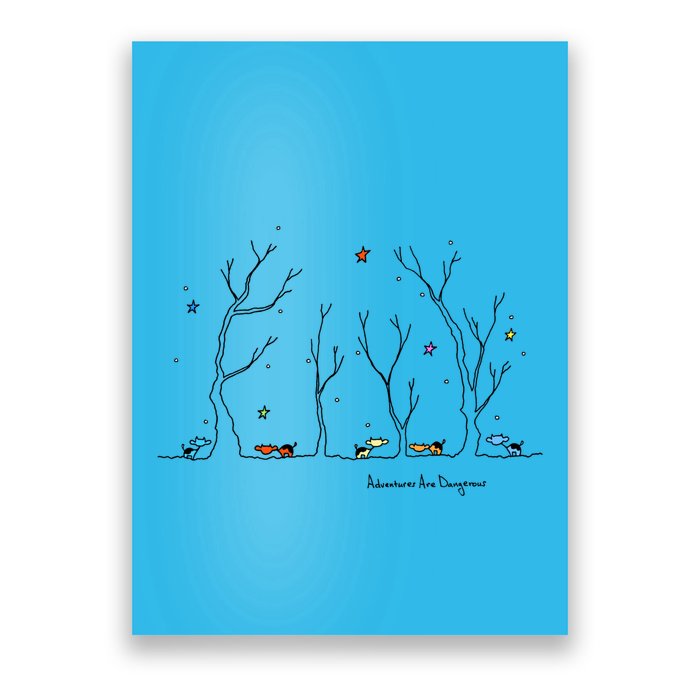 Colorful Cows Snowy Forest Stars (Color Options Available) Meaningful Gift Poster