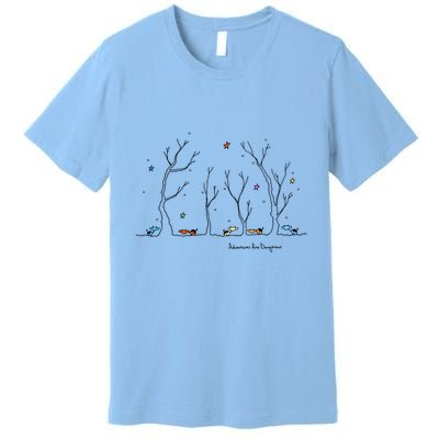 Colorful Cows Snowy Forest Stars (Color Options Available) Meaningful Gift Premium T-Shirt