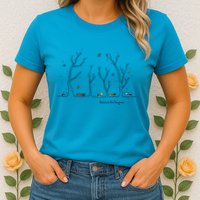 Colorful Cows Snowy Forest Stars (Color Options Available) Meaningful Gift Womens T-Shirt