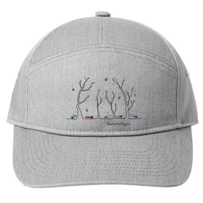 Colorful Cows Snowy Forest Stars (Color Options Available) Meaningful Gift 7-Panel Snapback Hat
