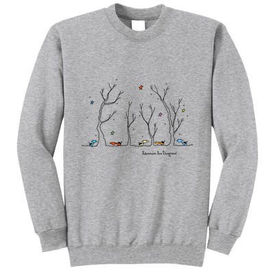 Colorful Cows Snowy Forest Stars (Color Options Available) Meaningful Gift Tall Sweatshirt