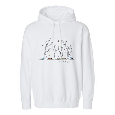Colorful Cows Snowy Forest Stars (Color Options Available) Meaningful Gift Garment-Dyed Fleece Hoodie