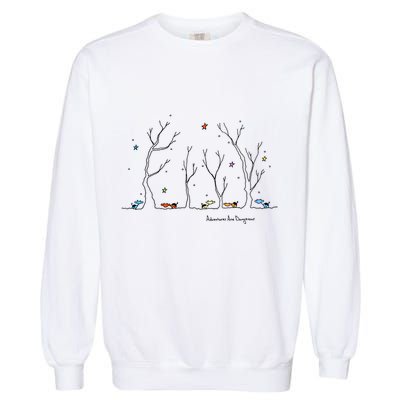 Colorful Cows Snowy Forest Stars (Color Options Available) Meaningful Gift Garment-Dyed Sweatshirt