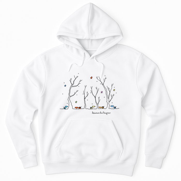 Colorful Cows Snowy Forest Stars (Color Options Available) Meaningful Gift Hoodie
