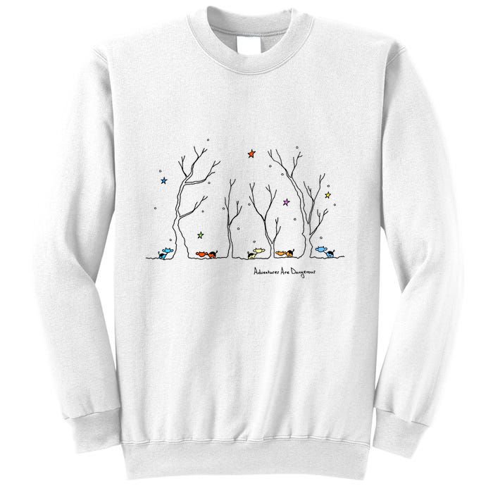 Colorful Cows Snowy Forest Stars (Color Options Available) Meaningful Gift Sweatshirt