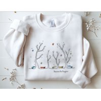 Colorful Cows Snowy Forest Stars (Color Options Available) Meaningful Gift Sweatshirt