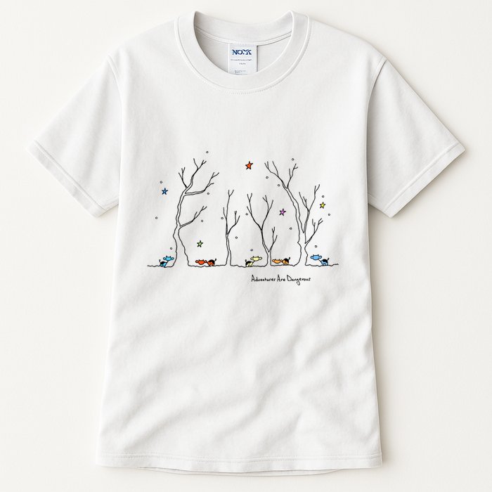 Colorful Cows Snowy Forest Stars (Color Options Available) Meaningful Gift Tall T-Shirt