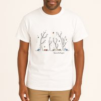 Colorful Cows Snowy Forest Stars (Color Options Available) Meaningful Gift Tall T-Shirt